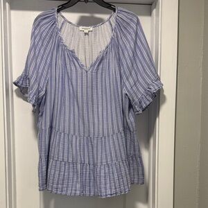 beachlunchlounge Blue and White Striped Blouse